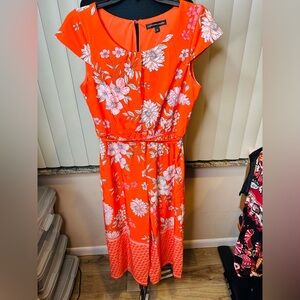 Chris McLaughlin Orange Floral Wide Leg Cropped Jumpsuit  Size 8